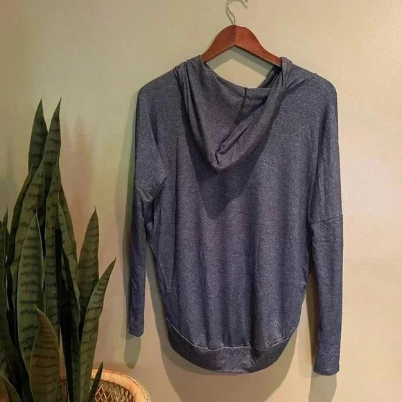 ACEMI DROP SHOULDER HOODIE HIGH LOW BLUE - Picture 2 of 4